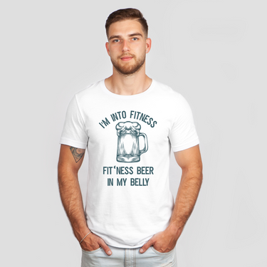 fitness beer in my belly white shirt